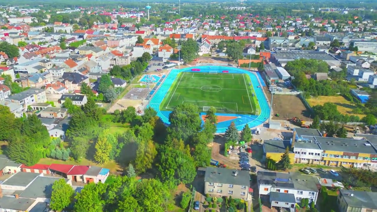 Nowy Tomyśl z góry, Stadion, Park Feliksa, ZOO i panorama