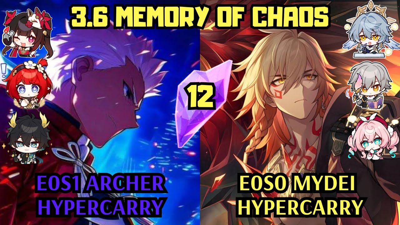 E0 Archer Hypercarry & E0 Mydei Hypercarry | 3.6 Memory of Chaos 12 | Honkai Star Rail
