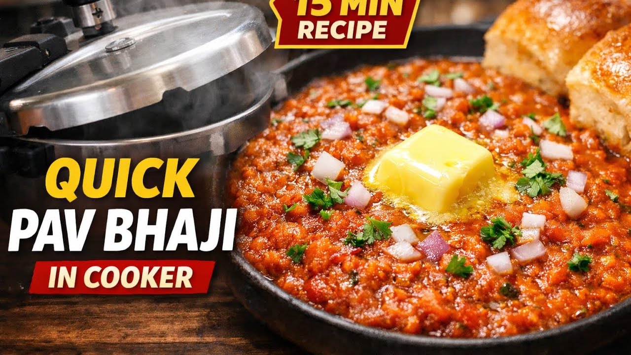 Quick Pav Bhaji in Cooker | 15 Min Recipe | Easy Street Style Pav Bhaji at Home