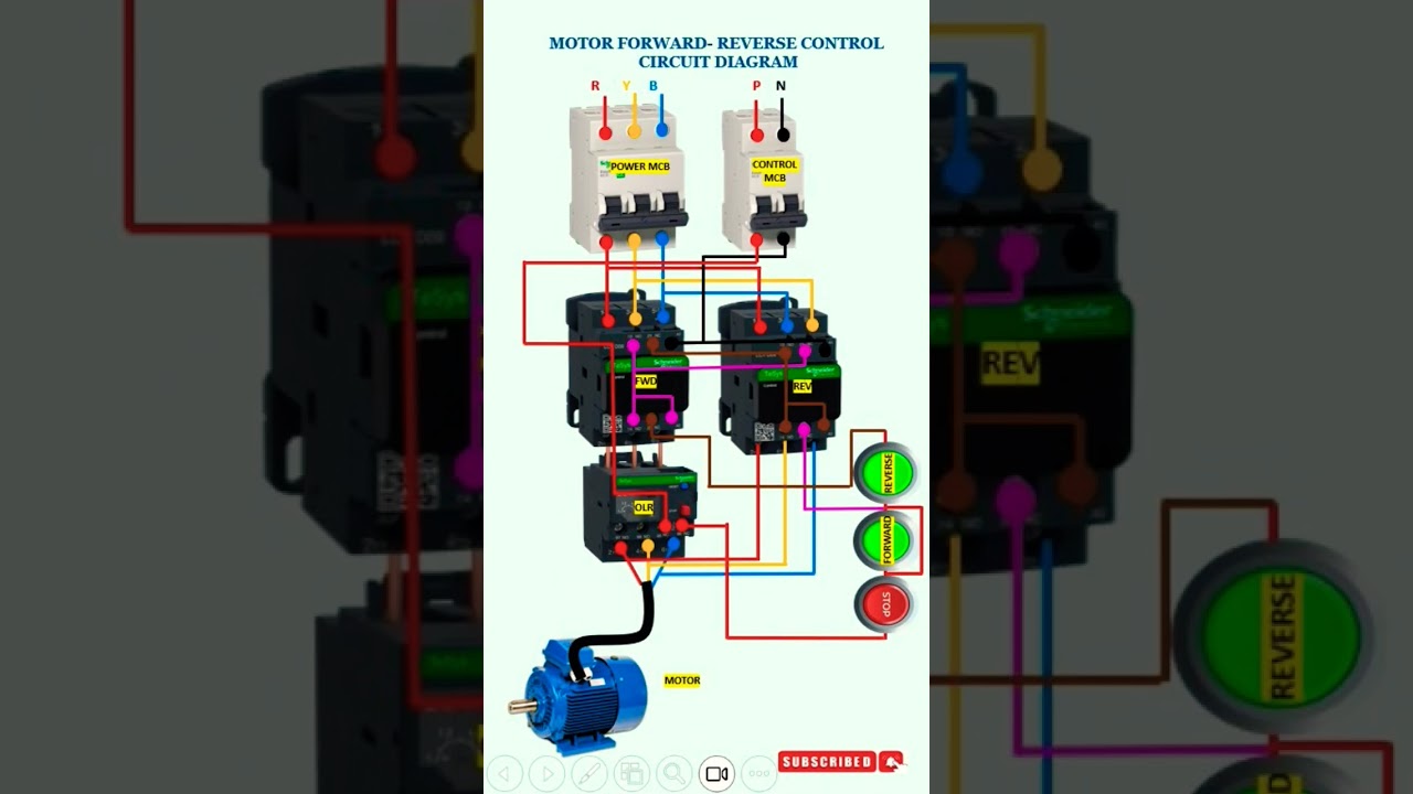 MOTOR FORWARD - REVERSE CONTROL CIRCUIT DIAGRAM#viral #vuralshort #ytshorts #trending #starter