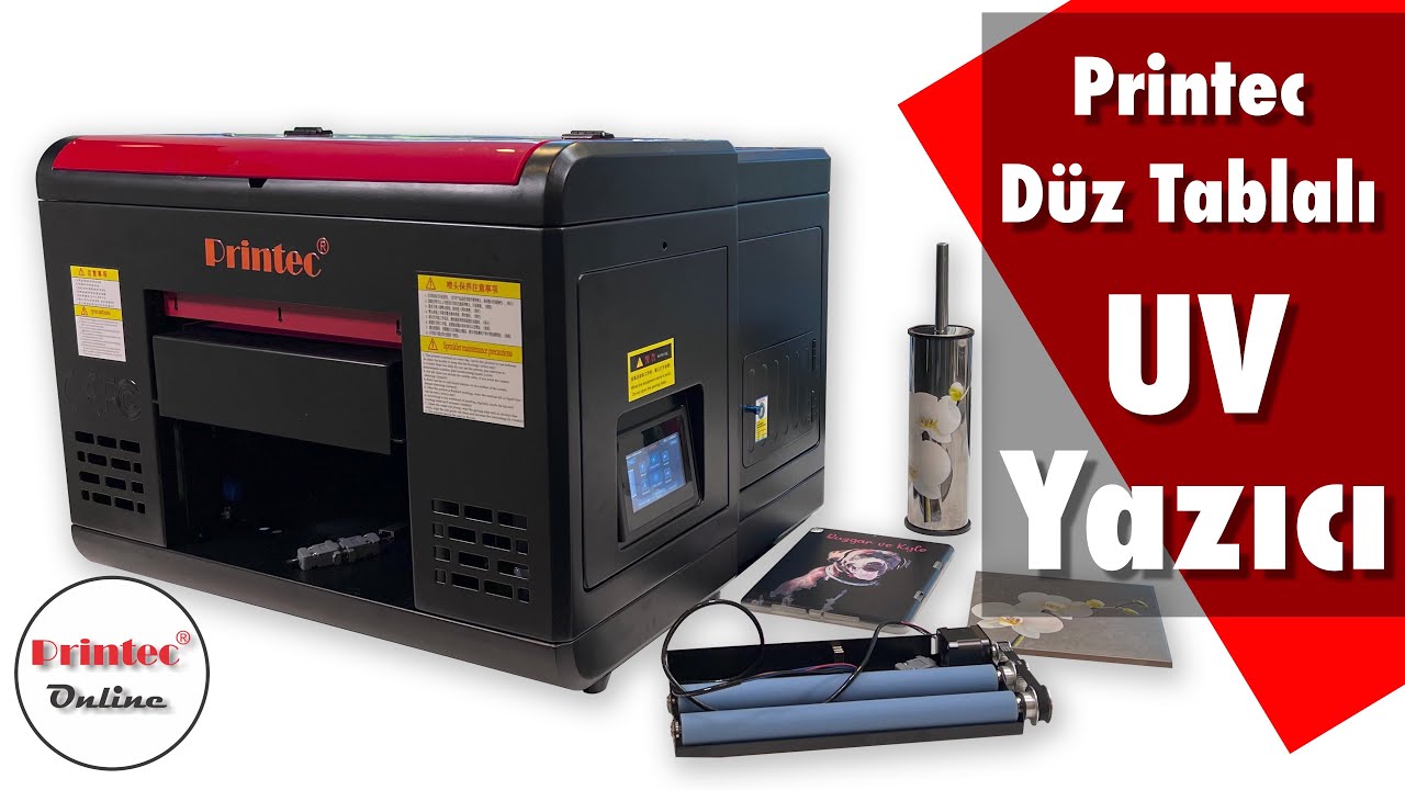 Printec Düz Tablalı A3 UV Yazıcı + Rotary Adaptörü