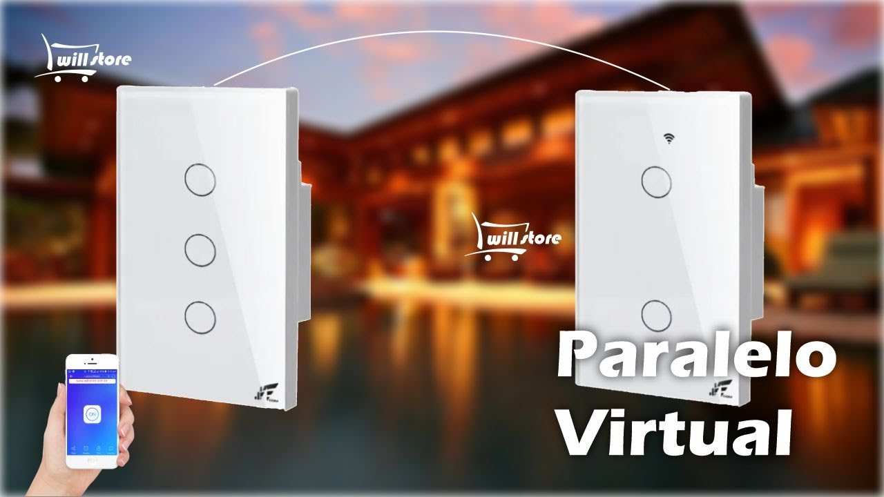 Configuração de Paralelo Virtual Interruptor Touch WiFi RF Tuya, Jwcom, Nova Digital