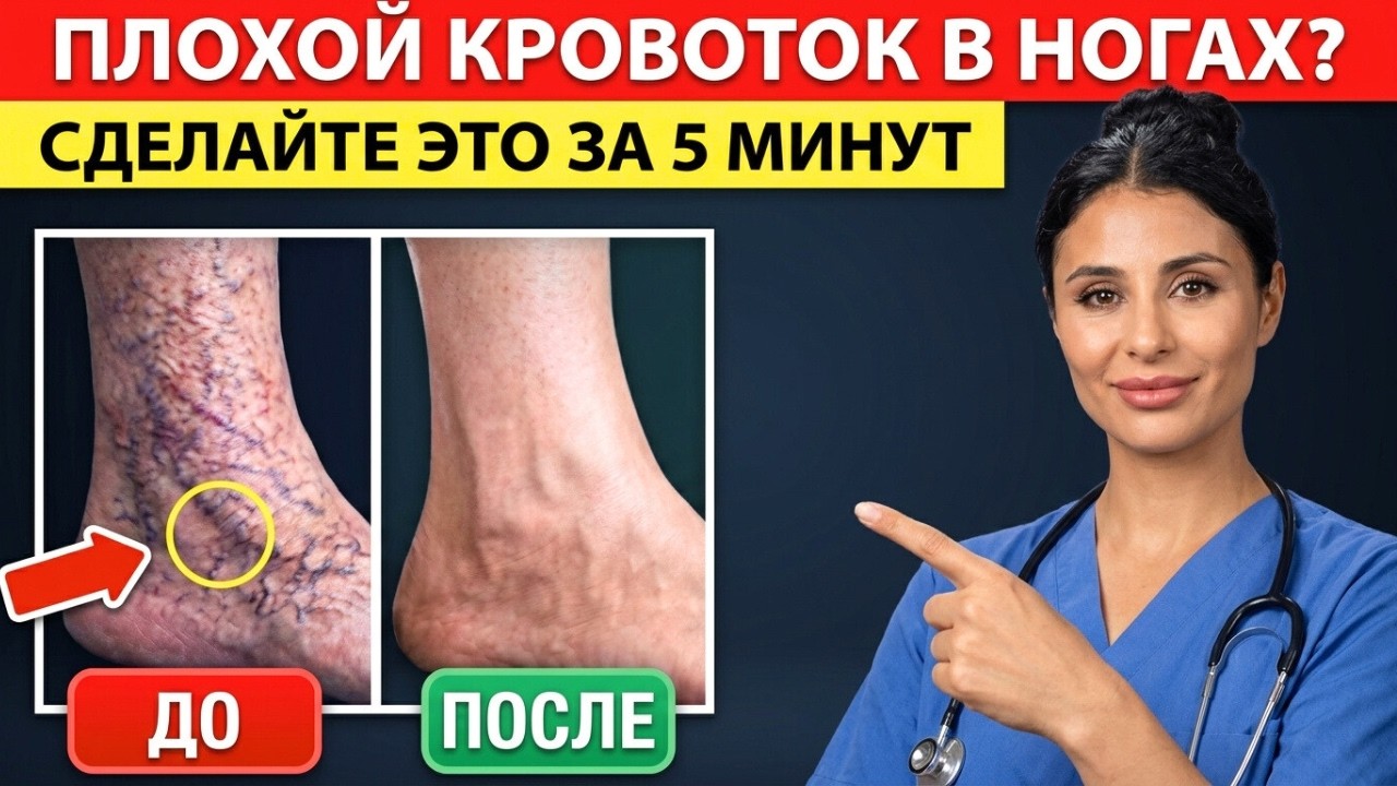 🚨 ПЛОХОЕ КРОВООБРАЩЕНИЕ в ногах: тест + 3 быстрых упражнения для улучшения ✅ Как разогнать лимфу
