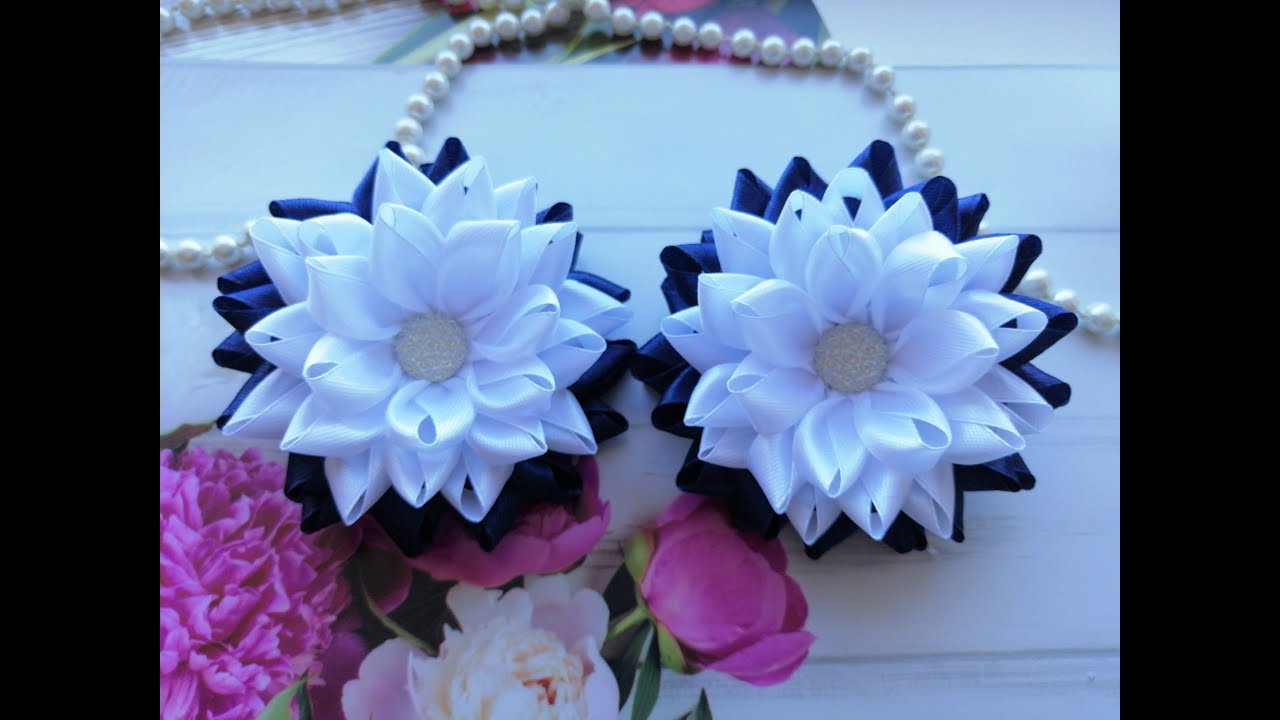 Пышные бантики в школу из узкой ленты Канзаши / La&ccedil;o de fitas / Bows of narrow ribbon