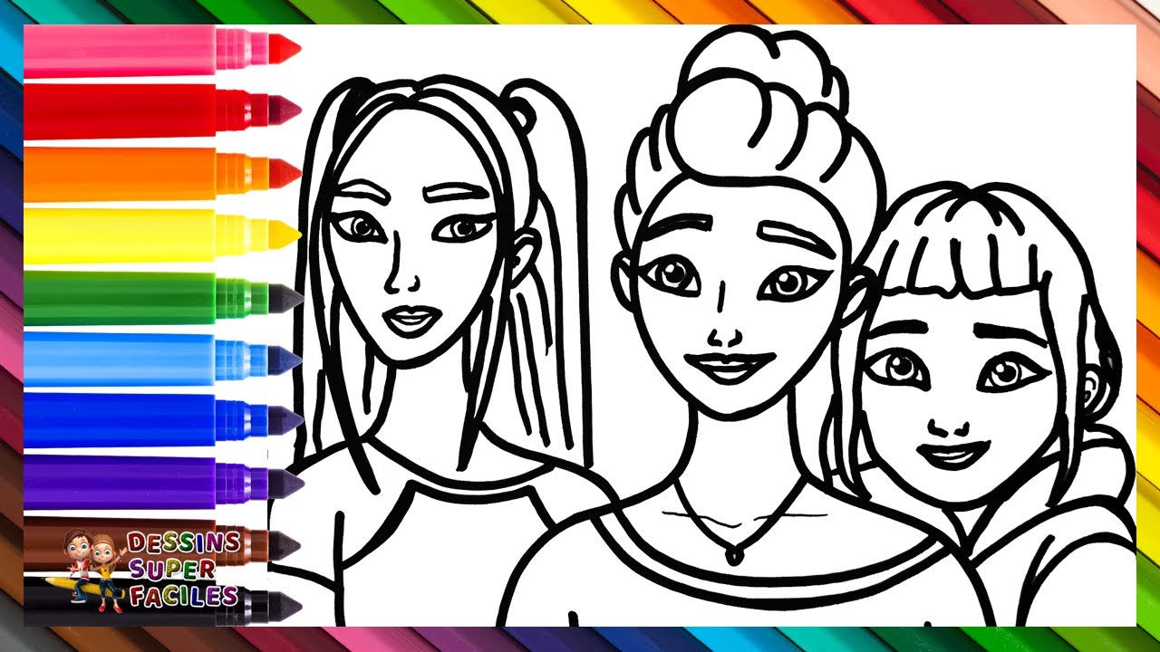 Dessiner et colorier Rumi, Mira et Zoey de HUNTRIX K POP Demon Hunters 👩&zwj;🎤✨👹🗡️🌈 Dessins Pour Enfants