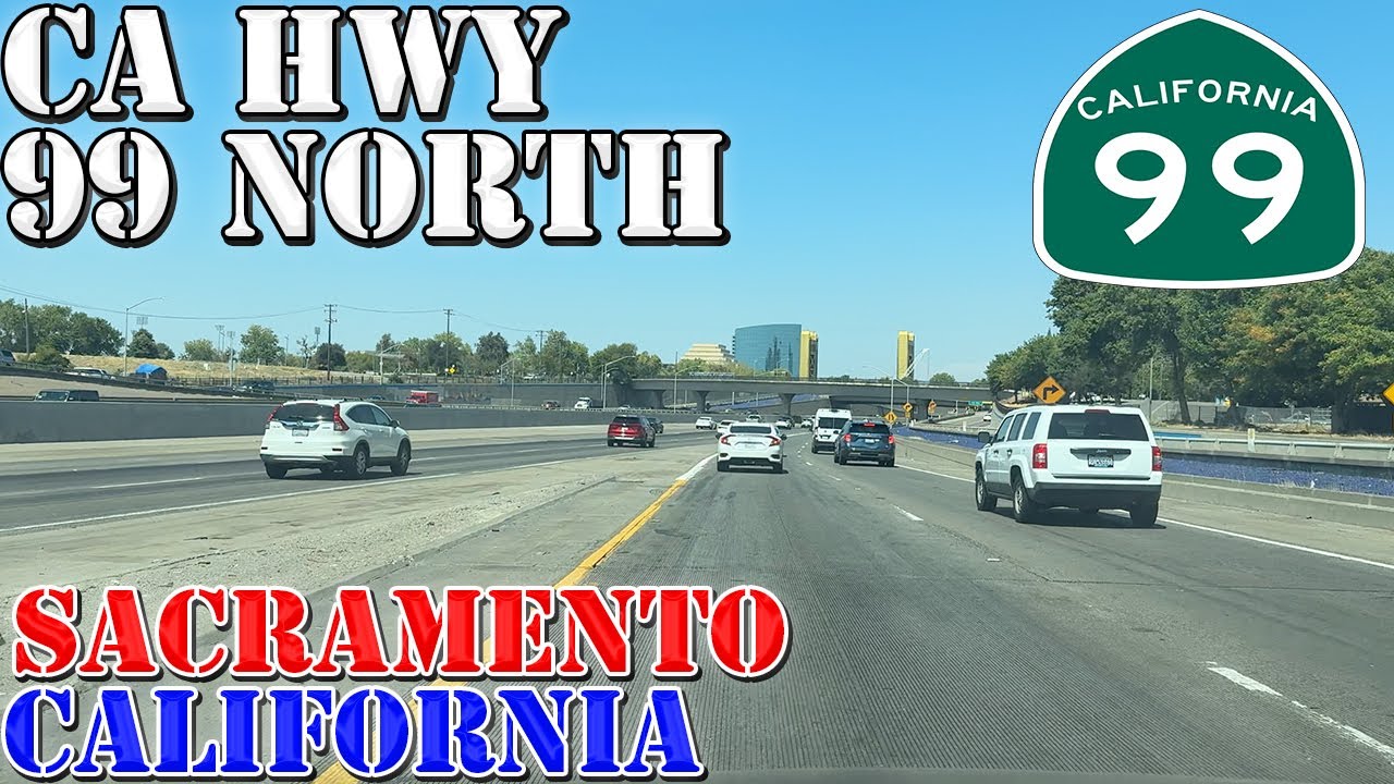 CA 99 North - Sacramento - California - 4K Highway Drive