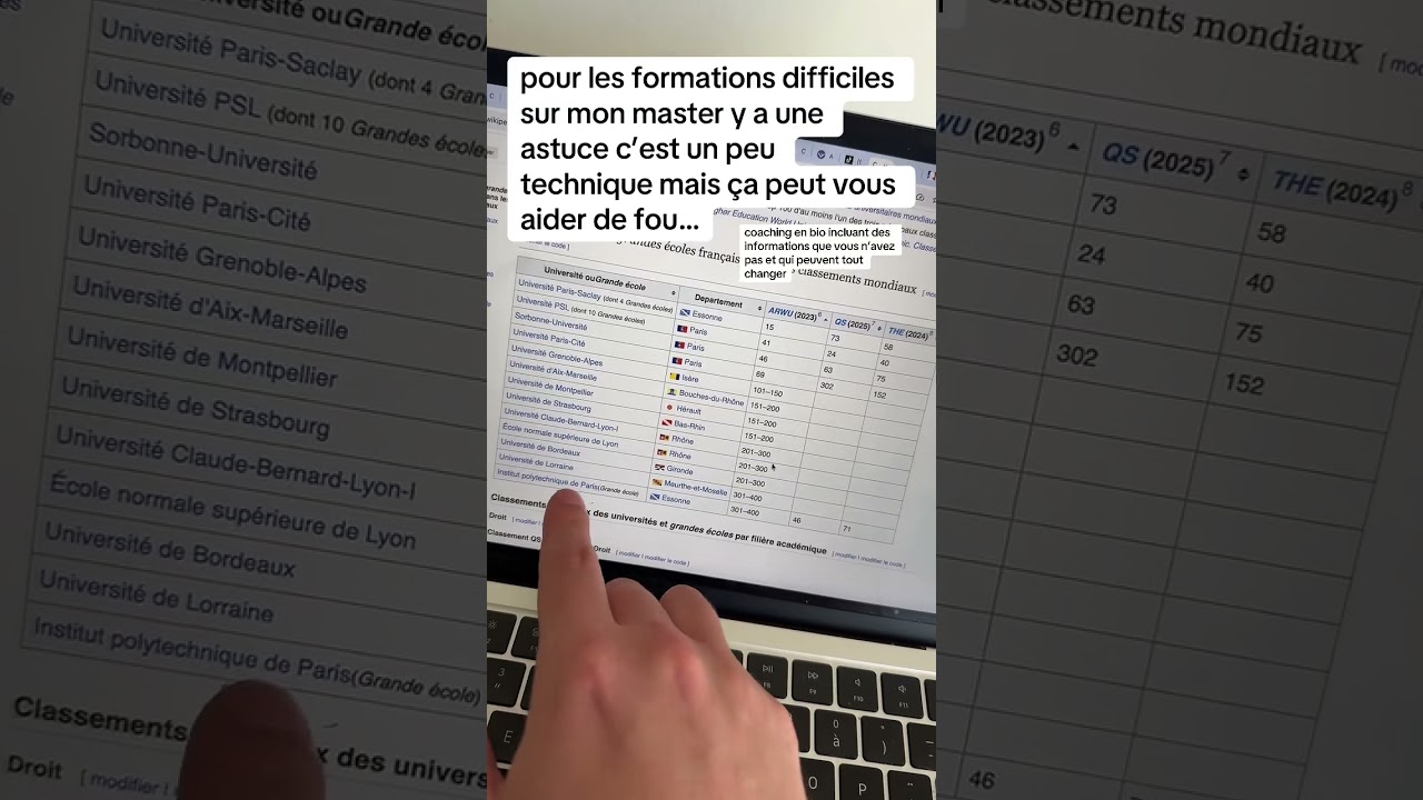 pour les formations difficiles sur mon master y a une astuce c’est un peu technique mais ça peut