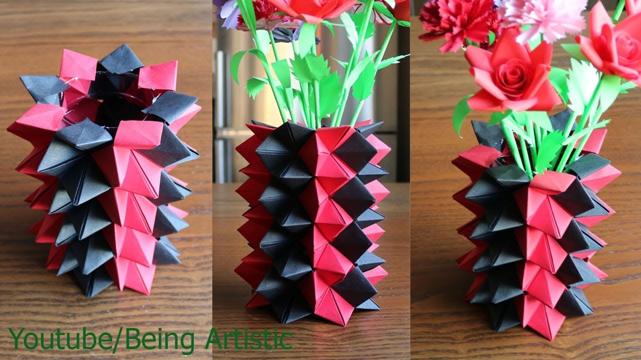 How To Make  A Paper Flower Vase -  DIY Simple Paper Craft
