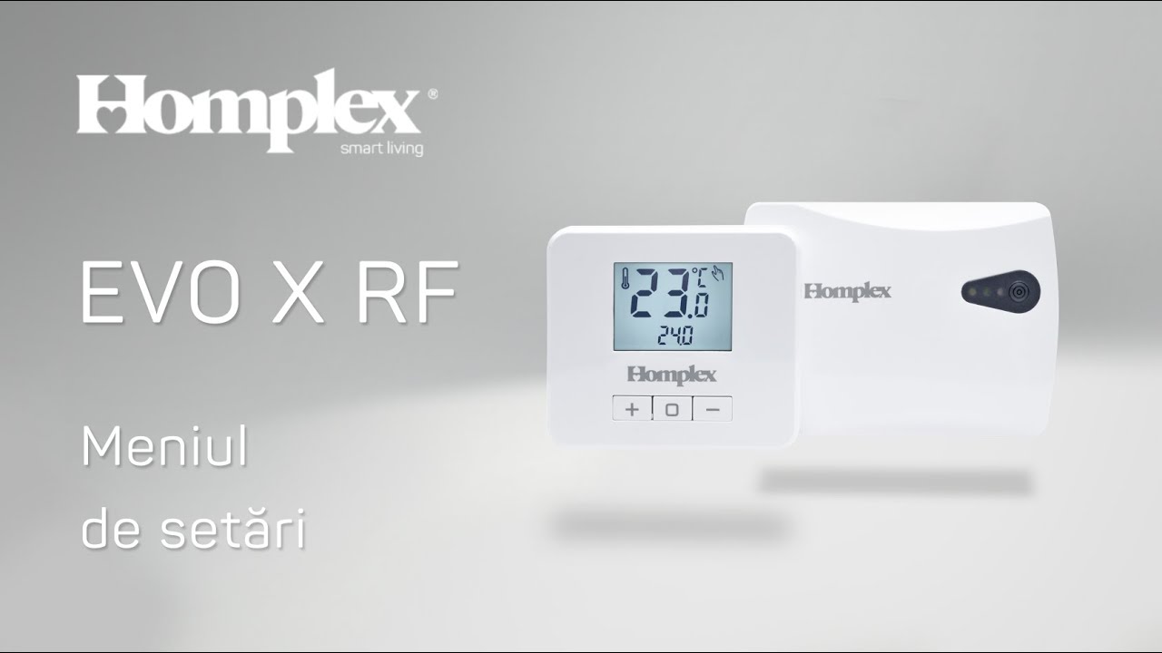 Homplex EVO X RF - Meniul de setări