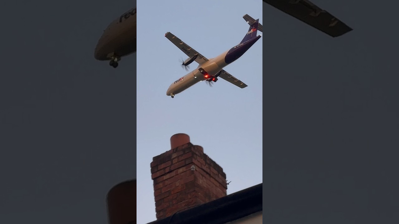 FedEx atr sunrise landing #plane #landing #fedex #manchesterairport #youtubeshorts