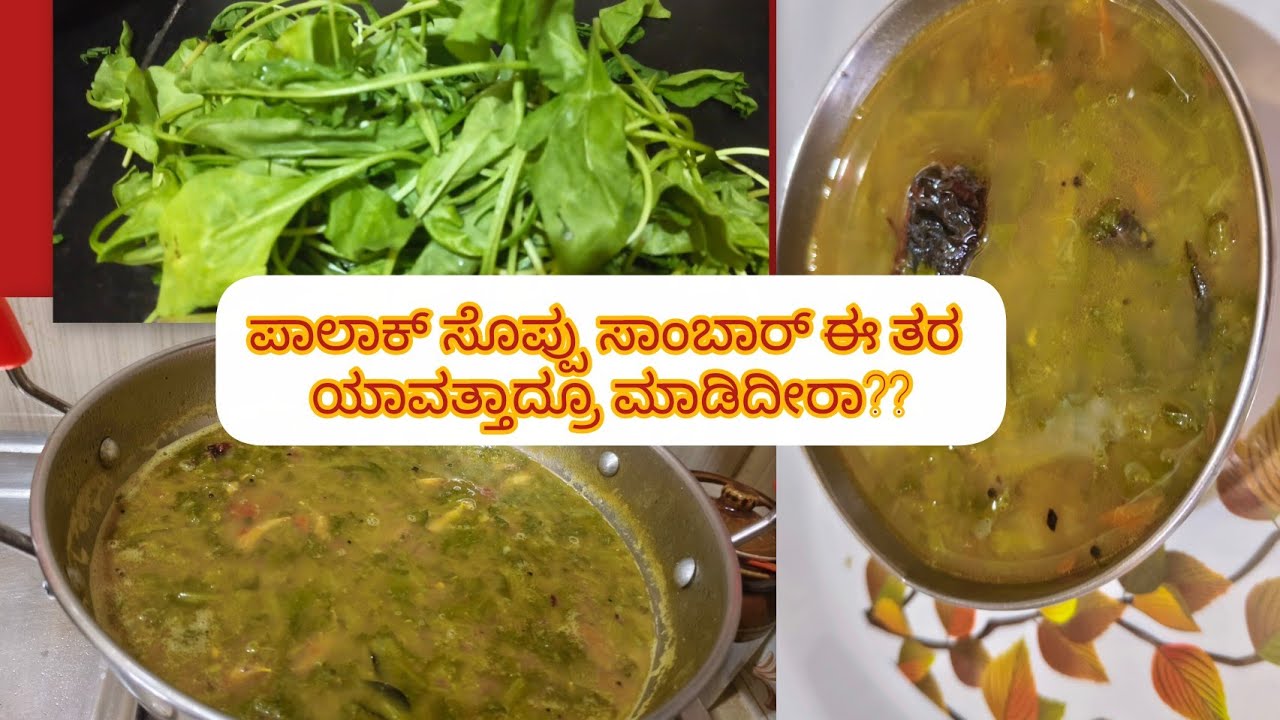 ಪಾಲಕ್ ಸೊಪ್ಪಿನ ಸಾಂಬಾರ್ ವಾವ್ ಮುದ್ದೆ ಜೊತೆ ಎಷ್ಟು ಚೆನ್ನಾಗಿರುತ್ತೆ ಗೊತ್ತ??? 😍
