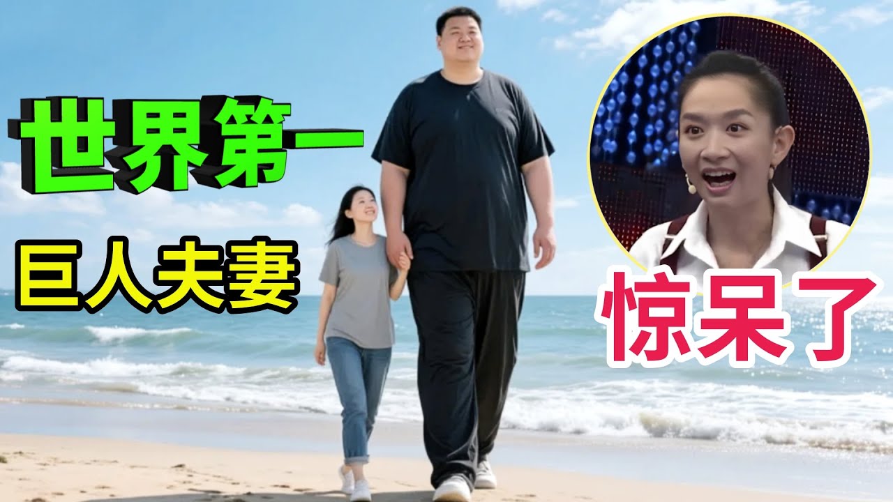 世界第一巨人夫妻,丈夫身高2米35,娶1米9娇妻,夫妻同时上台震惊全场,太高了!