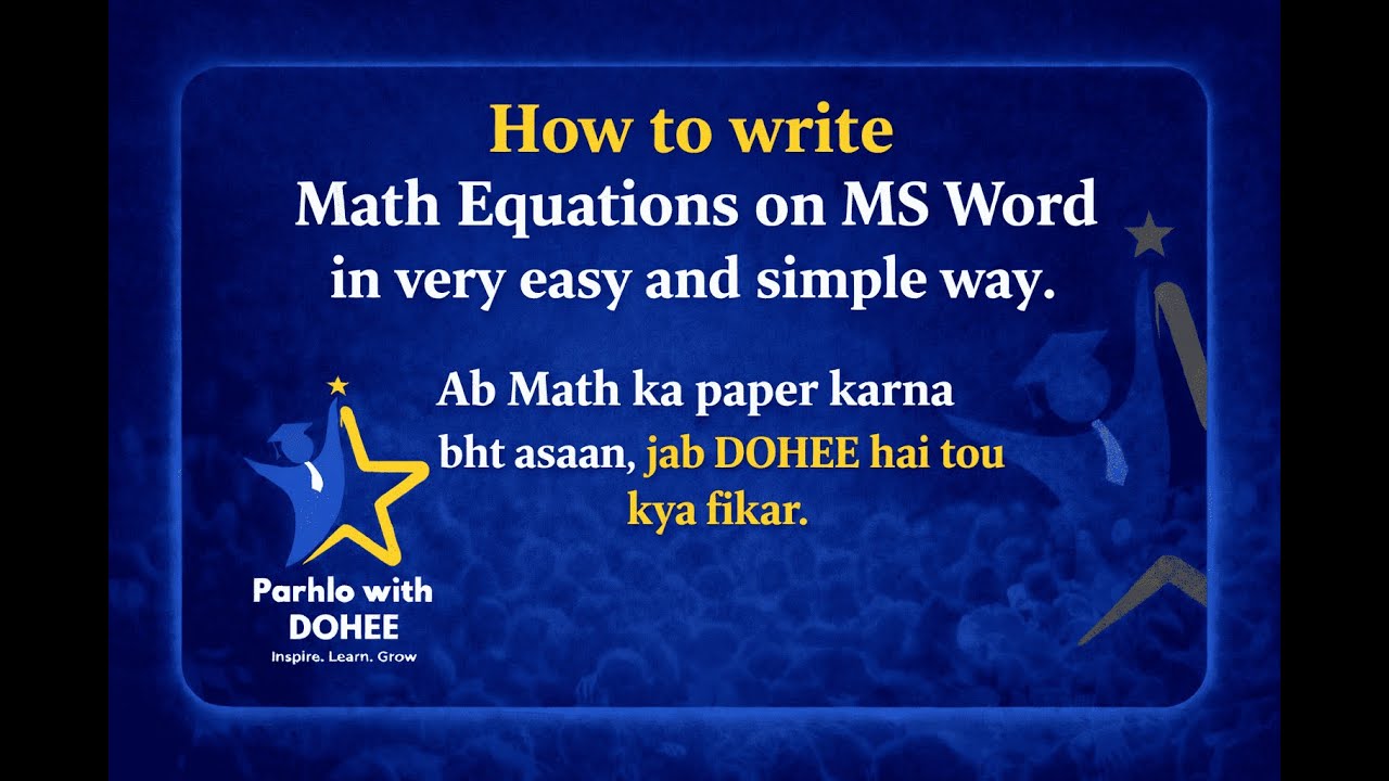 HOW TO TYPE MATHEMATICAL EQUATIONS IN MS WORD USING MATH TYPE / EQUATION TOOLS | VU