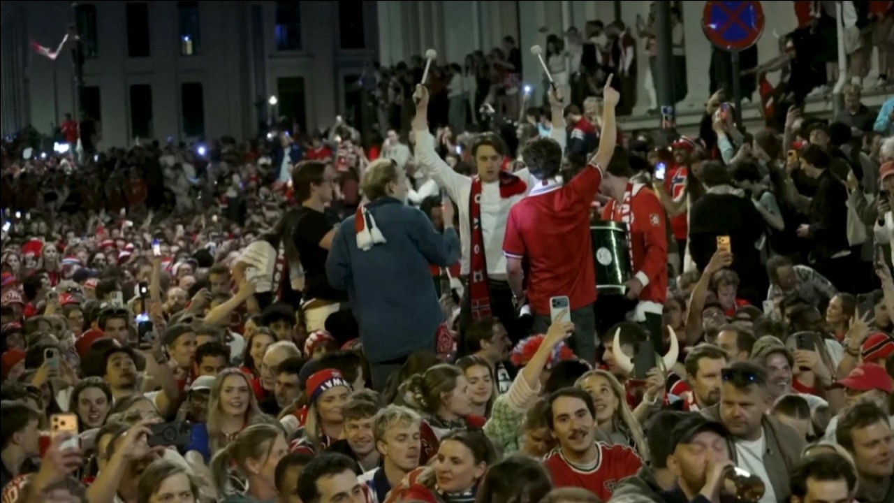 Norway fans celebrate Brazil win with huge Viking row in Oslo