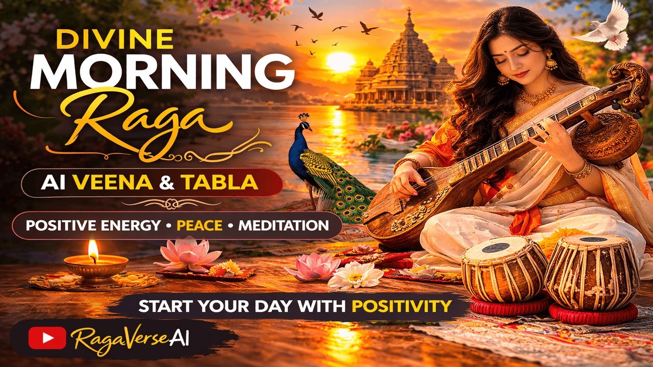 Divine Morning Raga 🌅 AI Veena & Tabla for Positive Energy @RagaVerseAI