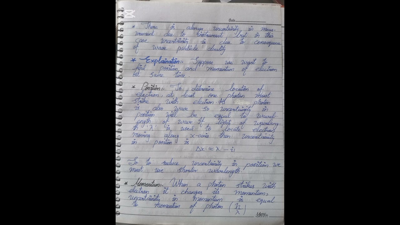 Discussion on Heisenberg uncertainty principle ✨🌺 (notes r from sir atif Ahmed)