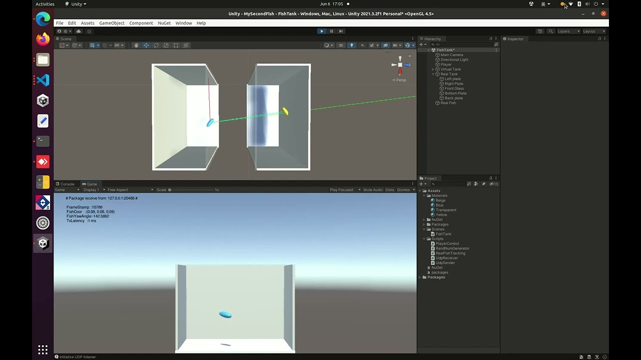 Virtual zebrafish interacting with a real zebrafish