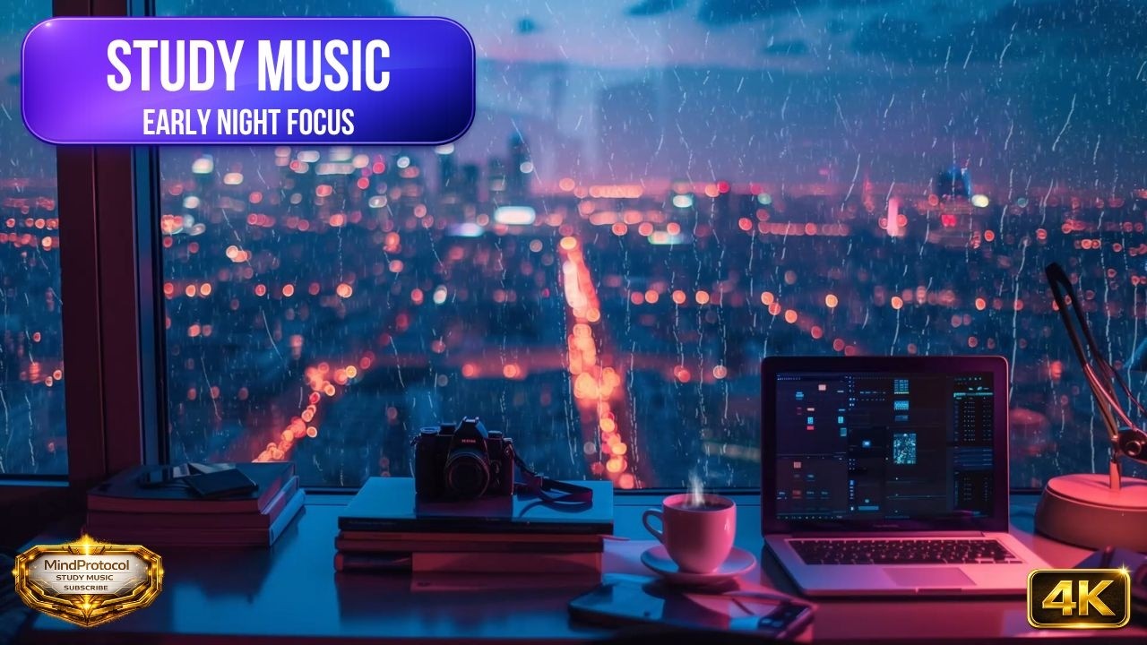 4K Night Study Session 🔥 Cozy Window Place & Deep Focus Piano