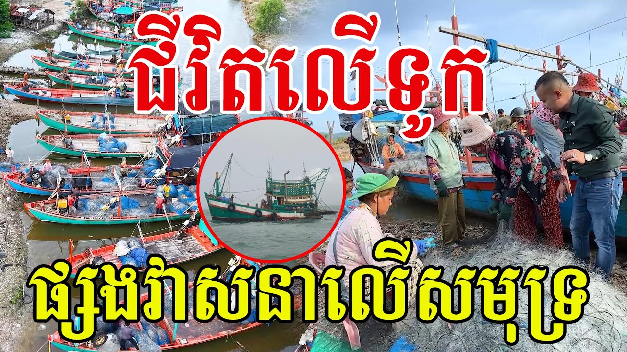 ជីវិតលេីទូក​នេសាទ ផ្ញេីវាសនាកណ្តាលសមុទ្រ​ តែមីងៗនៅតែញញឹម