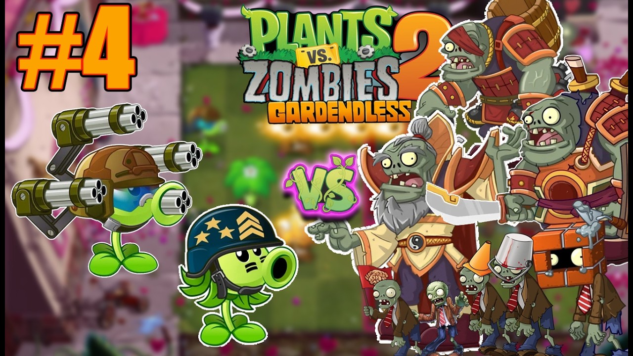 PvZ2 Challenge - Gatling Pea vs All Zombies + Zomboss | PvZ Gardenless
