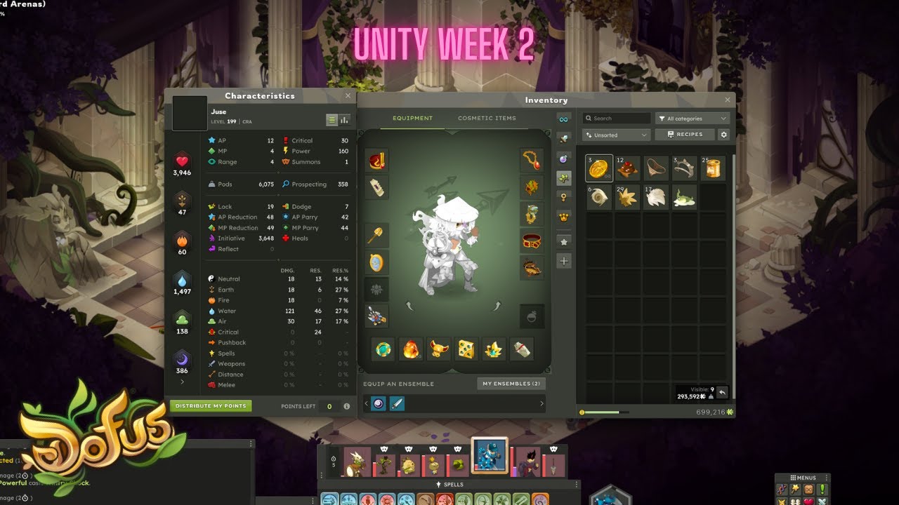 Stuff Cra Eau/Cha 199 +1600 Cha - DOFUS UNITY Week 2
