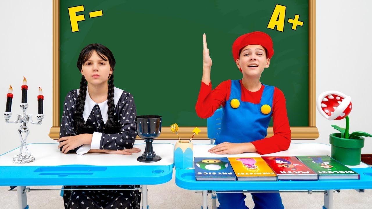 Sammlung der besten lustigen Herausforderungen f&uuml;r Kinder 🔥 Super Mario vs Wednesday