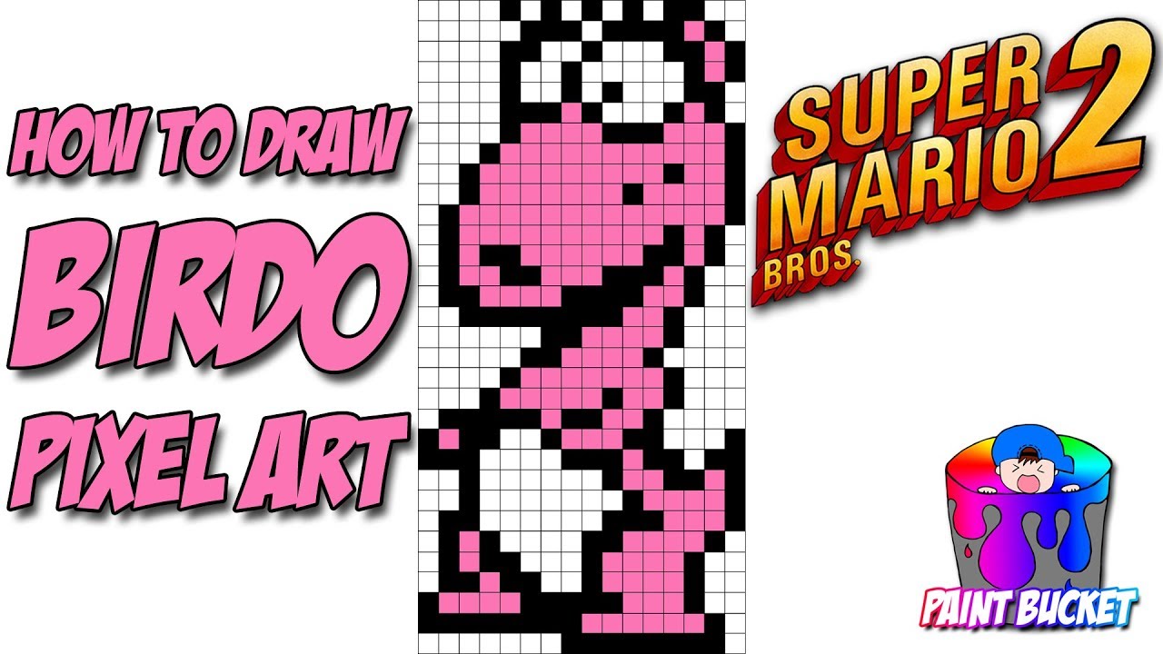How to Draw Birdo from Super Mario Bros. 2 - Nintendo 8-Bit Pixel Art Drawing Tutorial
