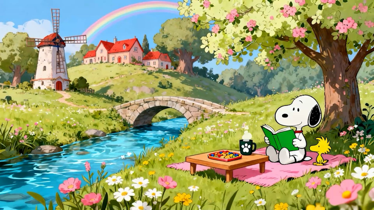 Snoopy&rsquo;s Summer Riverside Picnic 🌈📖 Chill Lofi Beats for Relax, Study & Peaceful Vibes