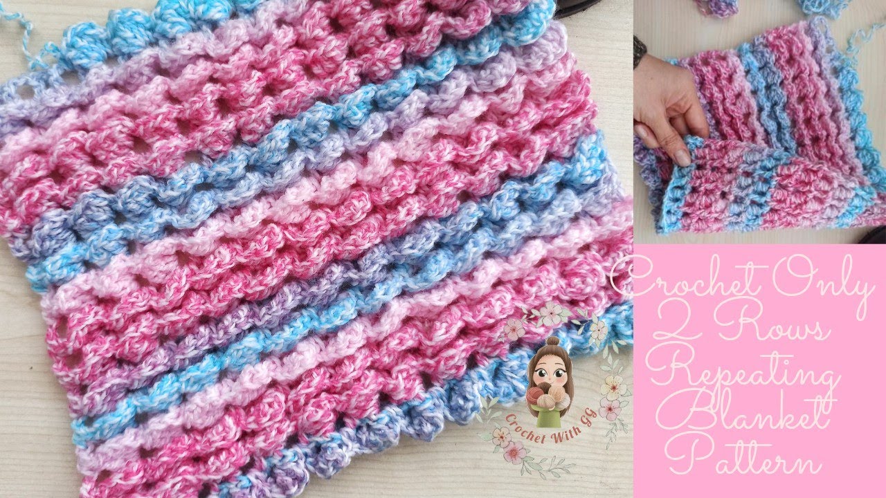 Crochet Only 2 Rows Repeating Blanket Pattern / Beginner Friendly Tutorial