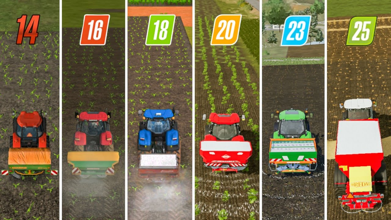 Fs14 vs Fs16 vs Fs18 vs Fs20 vs Fs23 vs Fs25 | Fertilizer Spreading | Timelapse 