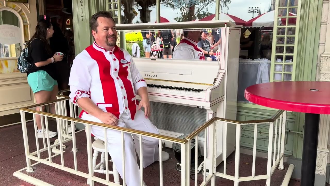 Disney Pianist Jeremie Plays at Casey's Corner at Magic Kingdom