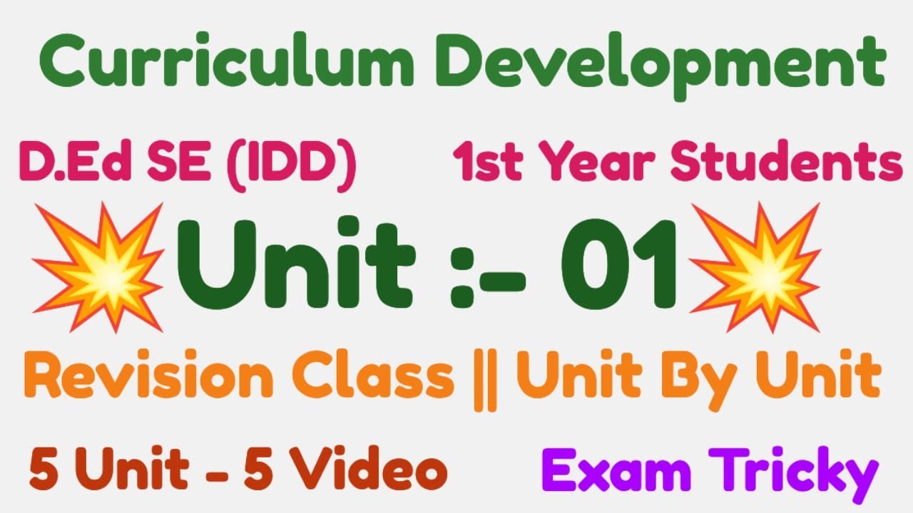 D.Ed Special Education (IDD) | Paper 05 | Unit 01 revision | 1st Year Students