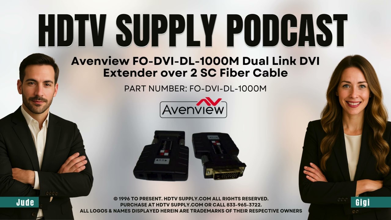 Avenview FO-DVI-DL-1000M Dual Link DVI Extender over 2 SC Fiber Cable