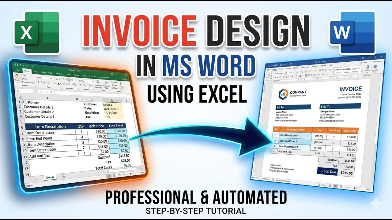 Invoice Design Using Excel #msword #word #mswordclasses #short #sorts #shortsvideo