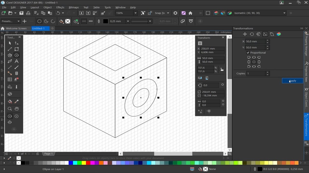 Intuitive projected drawing tools in Corel DESIGNER (CorelDRAW Technical Suite)