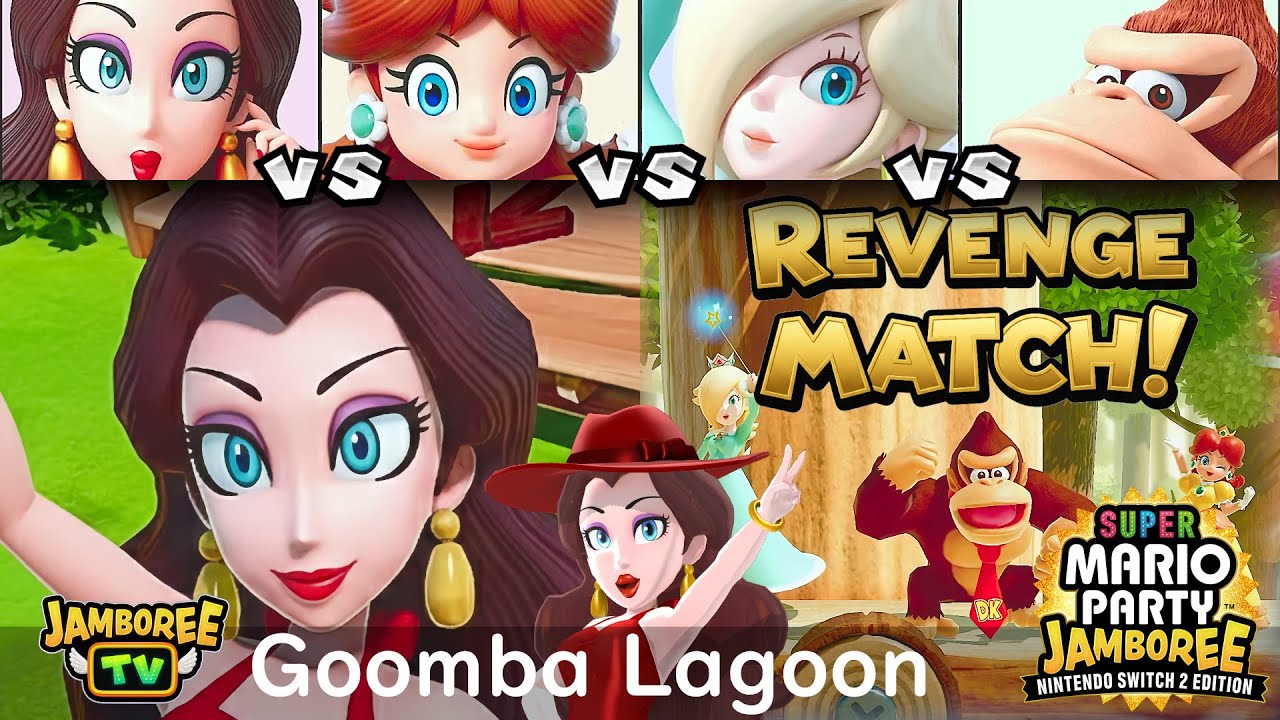 Super Mario Party Jamboree TV Pauline vs Daisy vs Rosalina vs DK in Goomba Lagoon