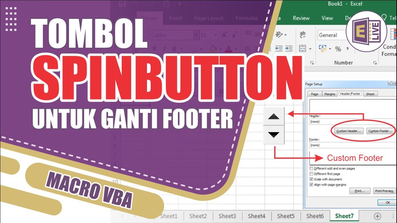 Cara Mengganti Footer dan Merubah Ukuran Huruf Footer Excel Menggunakan Spinbutton