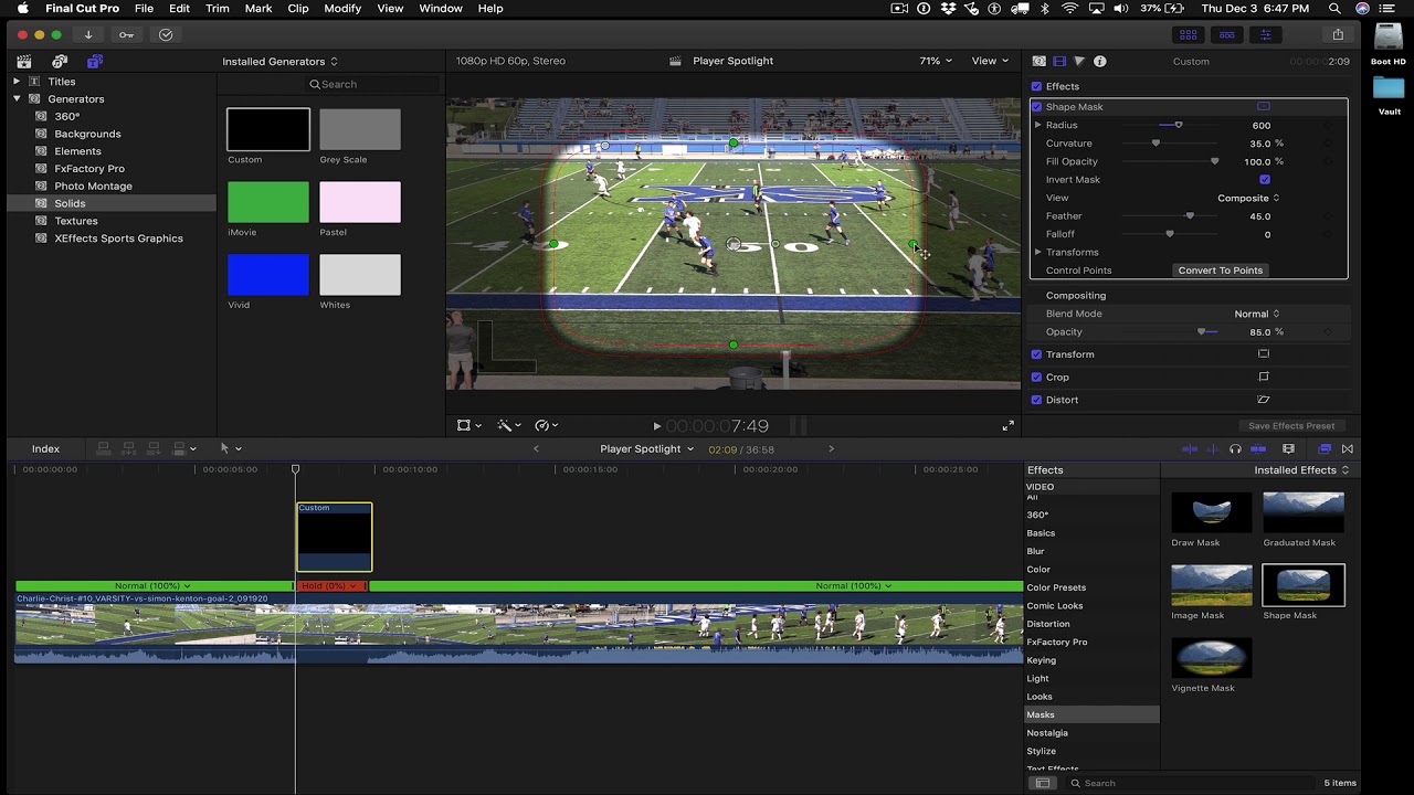 Final Cut Pro Sports Player Spotlight Tutorial