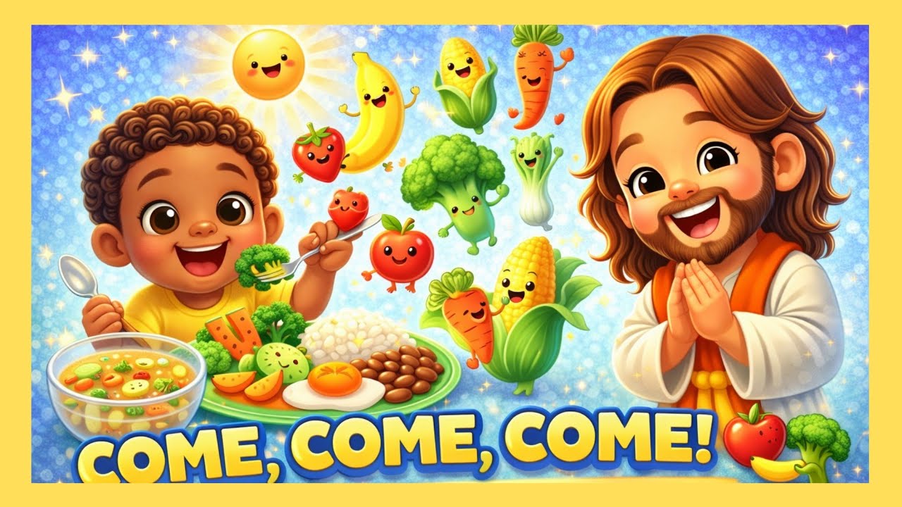 Come, Come, Come. Alimentação Saldavel com Jesus. Música Gospel Infantil. 