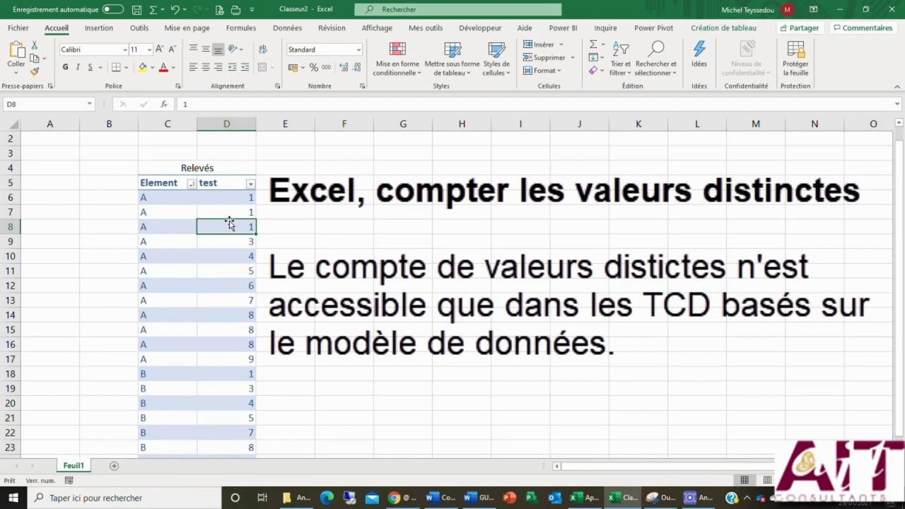 Excel : Compter les valeurs distinctes (TCD)