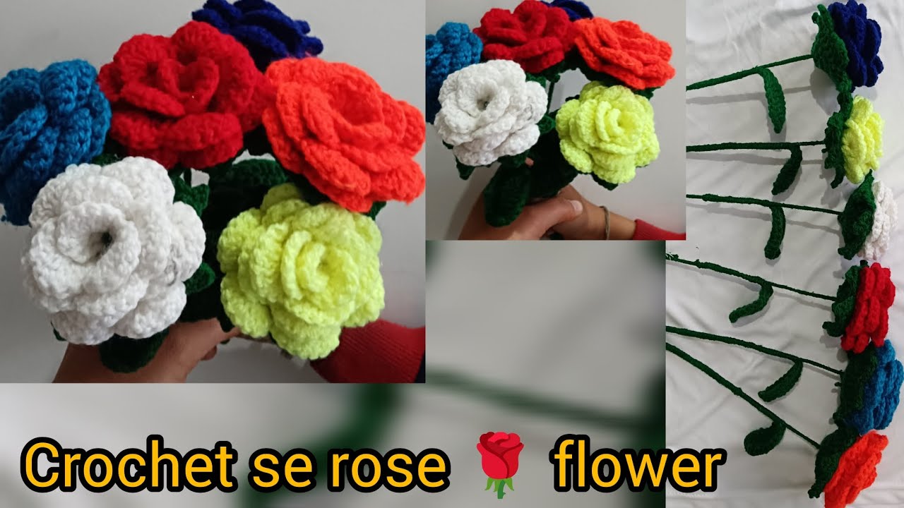 How to rose🌹flower/very easy and simple for beginners/crochet Rose bouquet flower home decor #video 