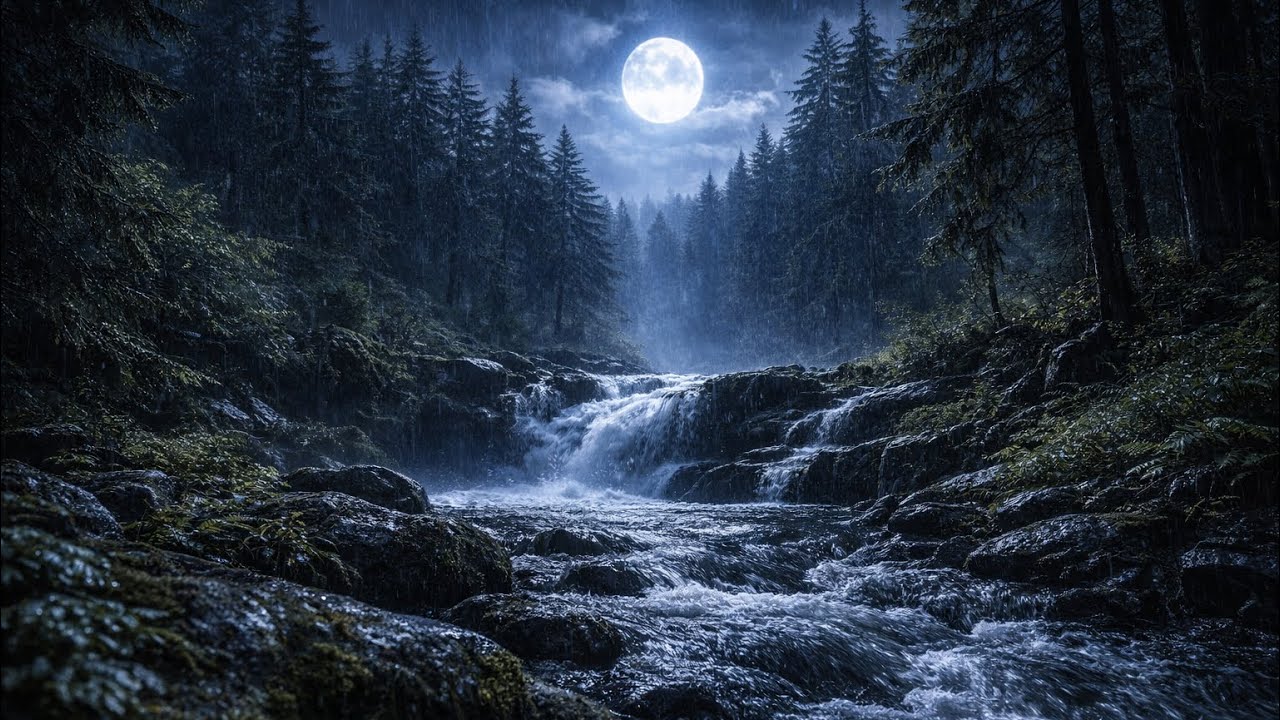 Moonlit River From Below 🌙 | Deep Forest Rain Sounds for Sleep