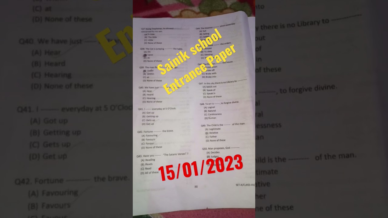 👉#Sainik school Entrance exam paper 2023