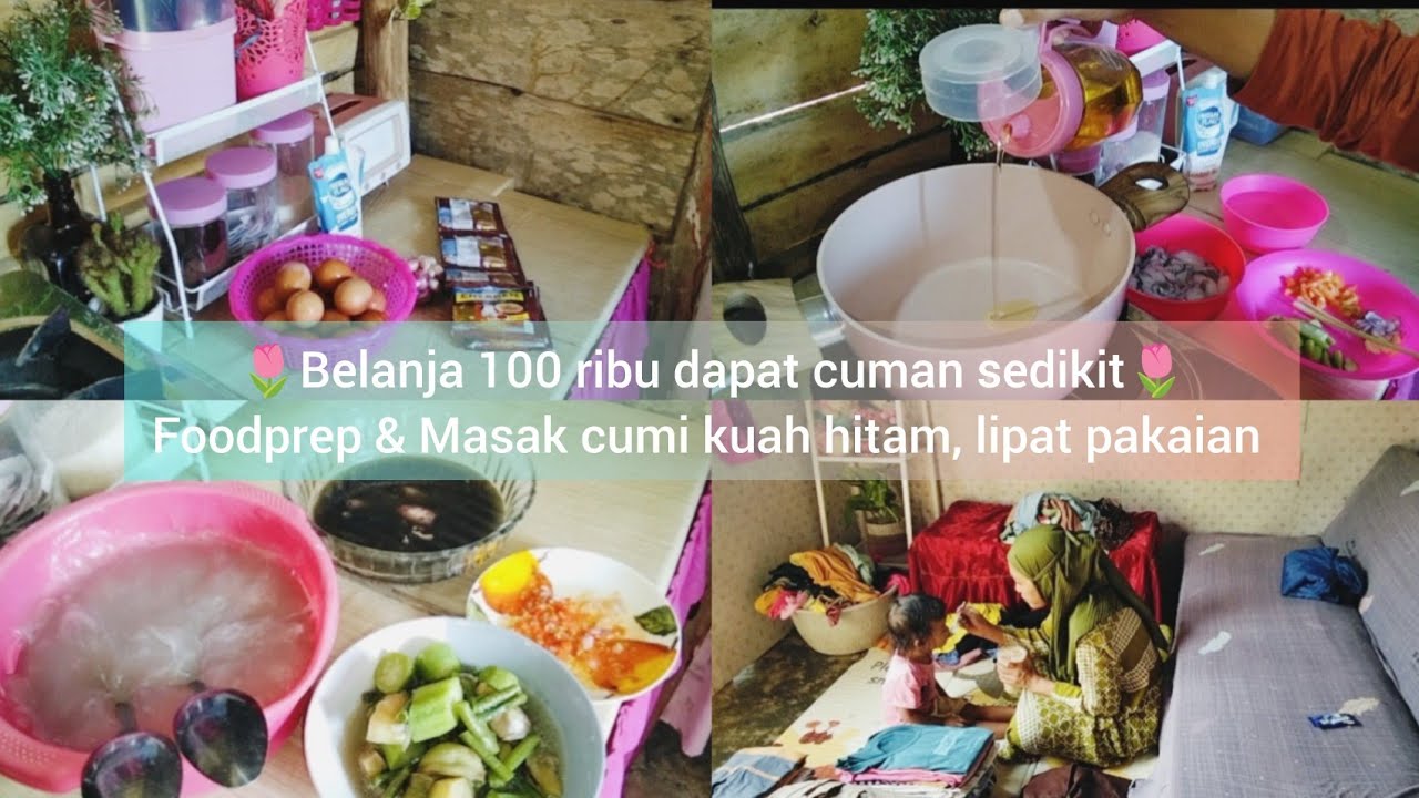Belanja mingguan 100 ribu dapat  cuman sedikit || Foodprep dan Masak || Masak cumi kuah hitam 