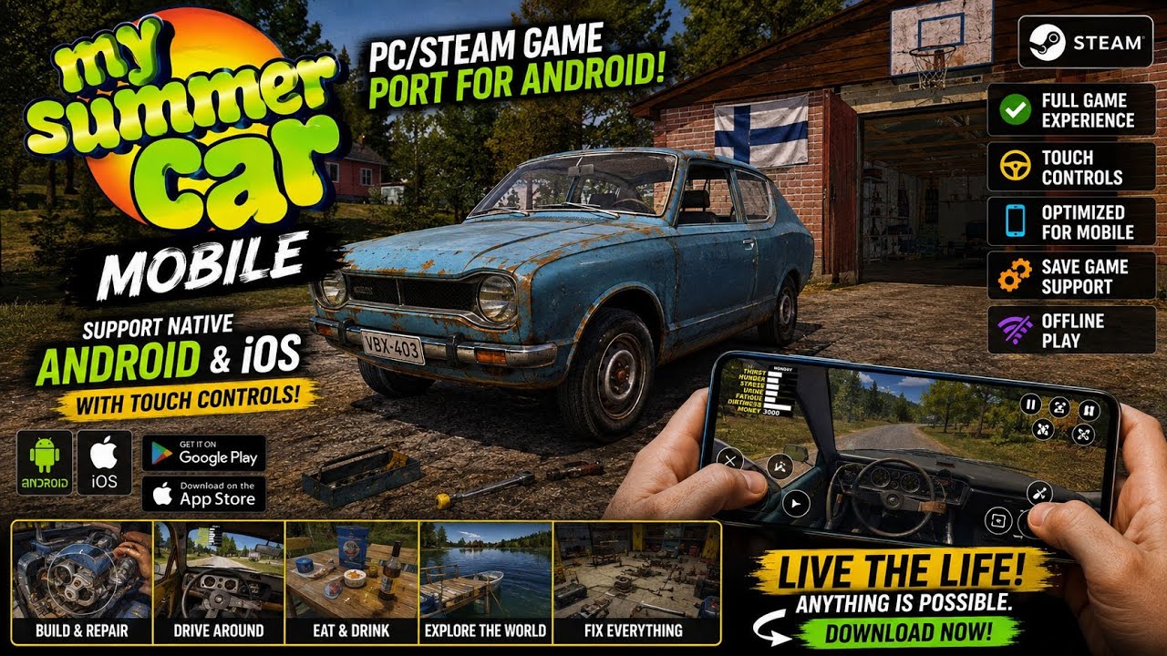 PC/Steam Game Port For Android My Summer Car Mobile Support Native Android iOS With Touch Controls