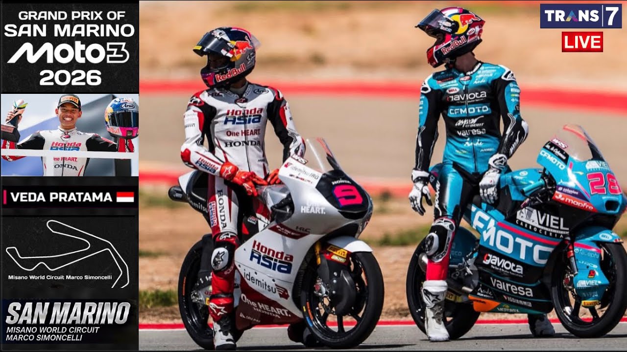 Live Trans 7 Free Practice Moto3 | MotoGP Misano 🔴 Full Live Veda Ega Pratama Start di Posisi P5