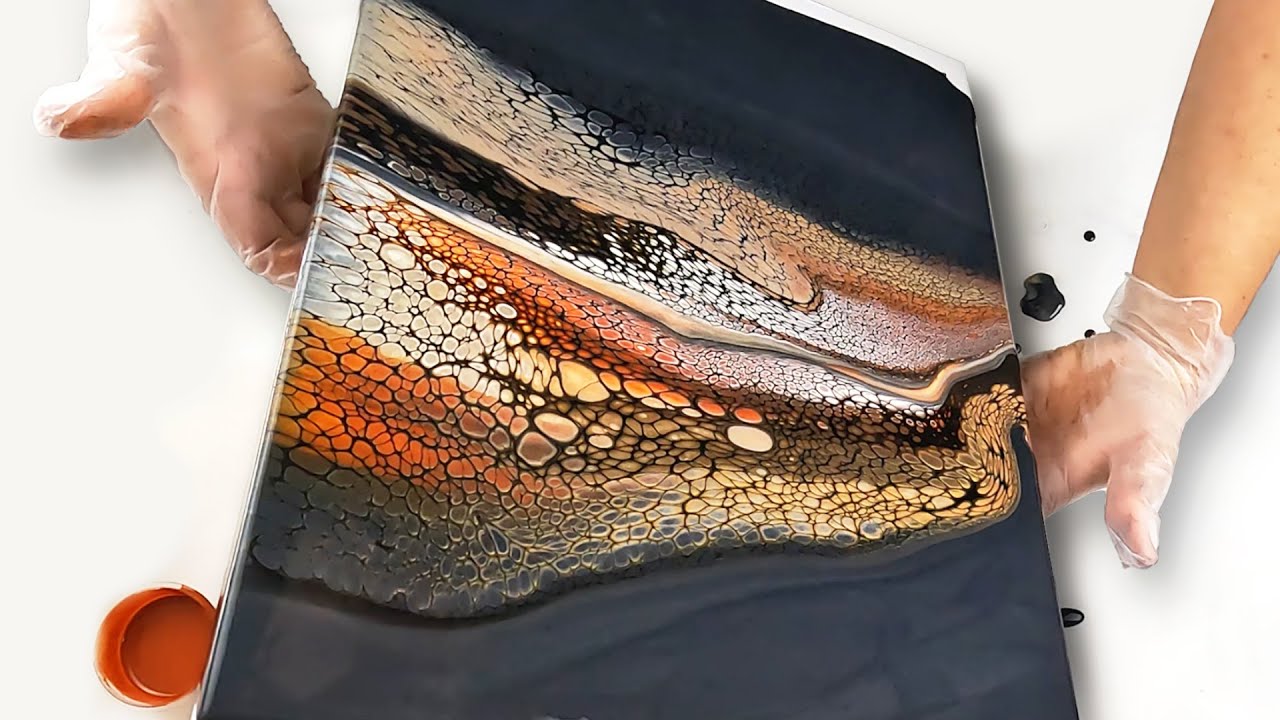 Simple Earthy Acrylic Pour Swipe with NEGATIVE SPACE