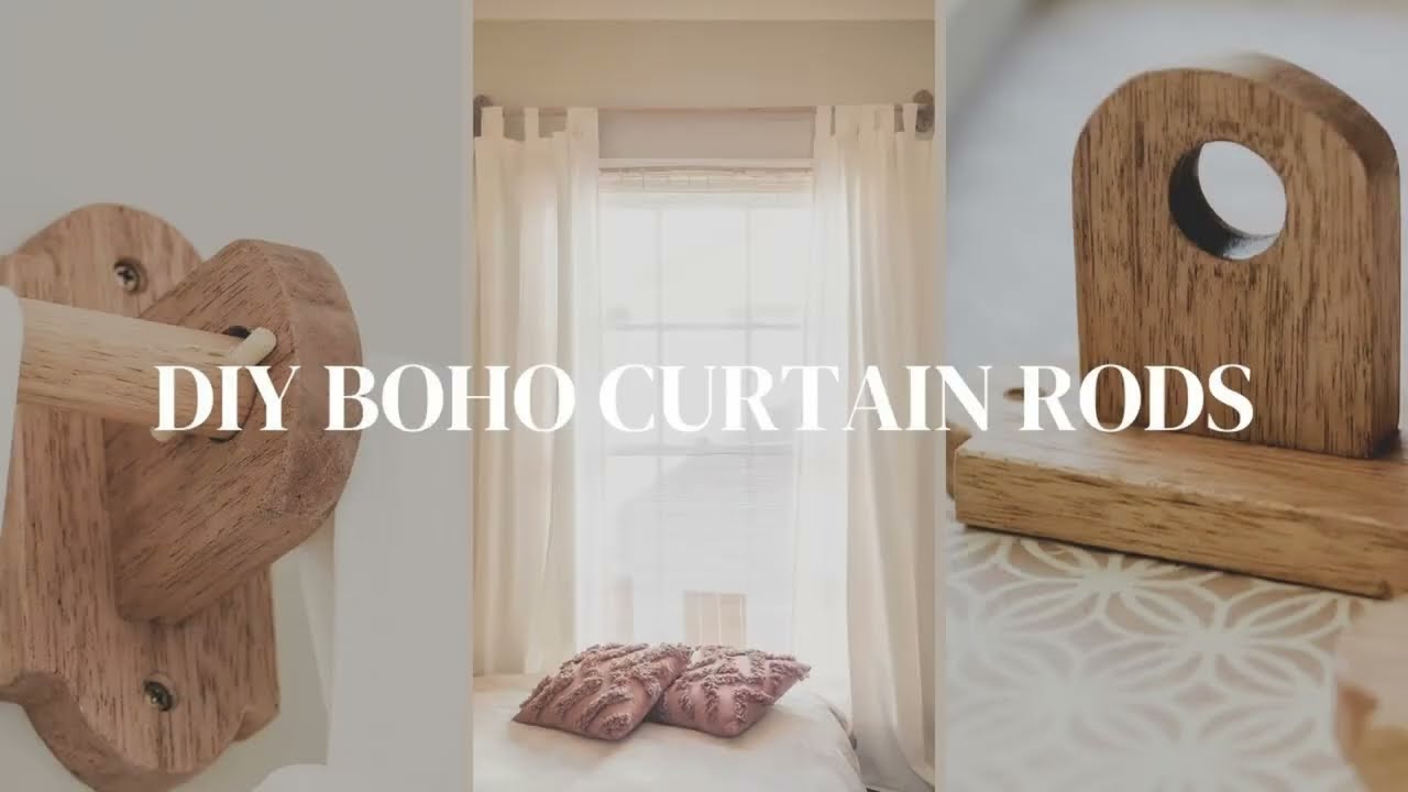 Wooden DIY Curtain Rods | Boho Style + Free Template