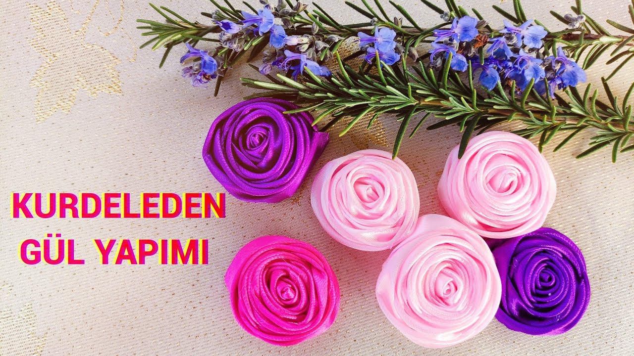 Saten kurdeleden gül yapımı - Kolay gül nasıl yapılır - Dıy