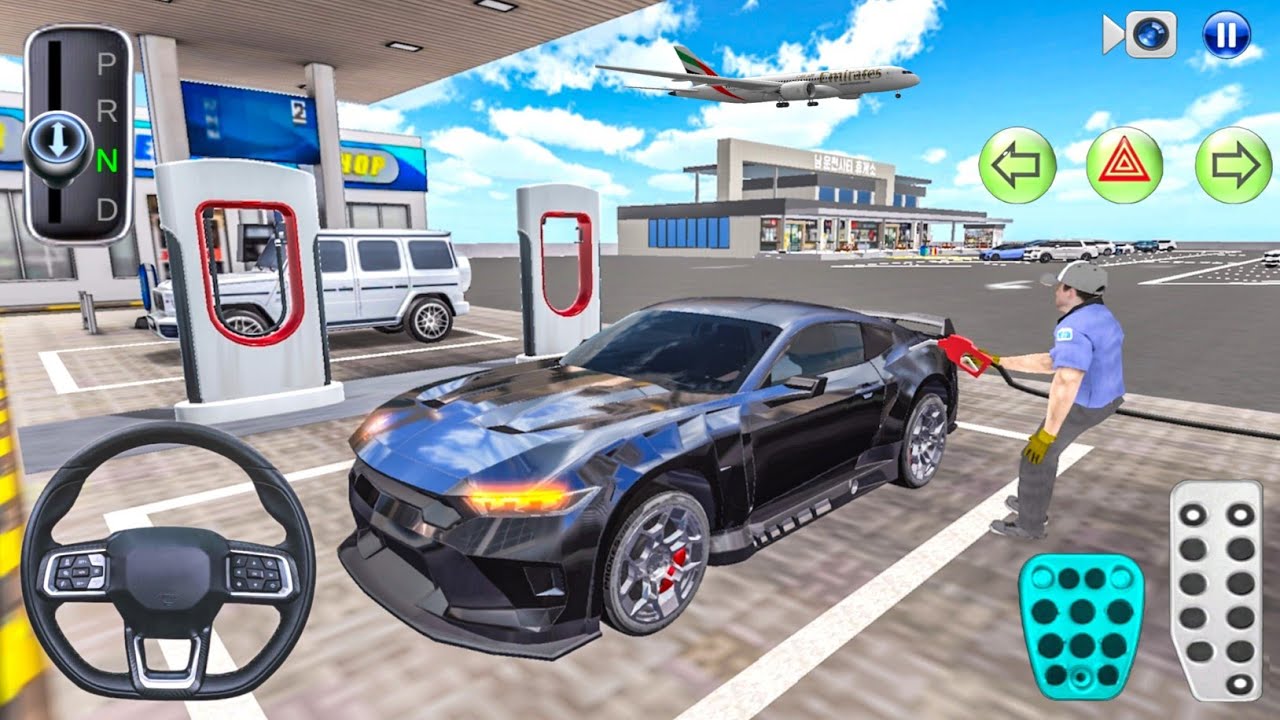 New Black Ford Mustang Racing ⛽Refueling in Rest Area Gas Station - 3D Driving Class Android Game